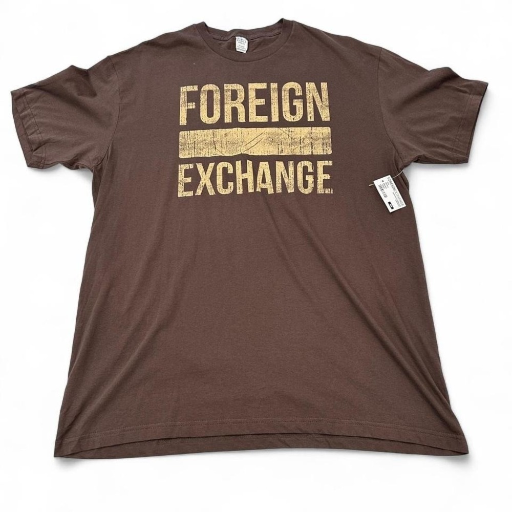 NWT Foreign Exchange Shirt Mens XL Brown Classic Logo Tee